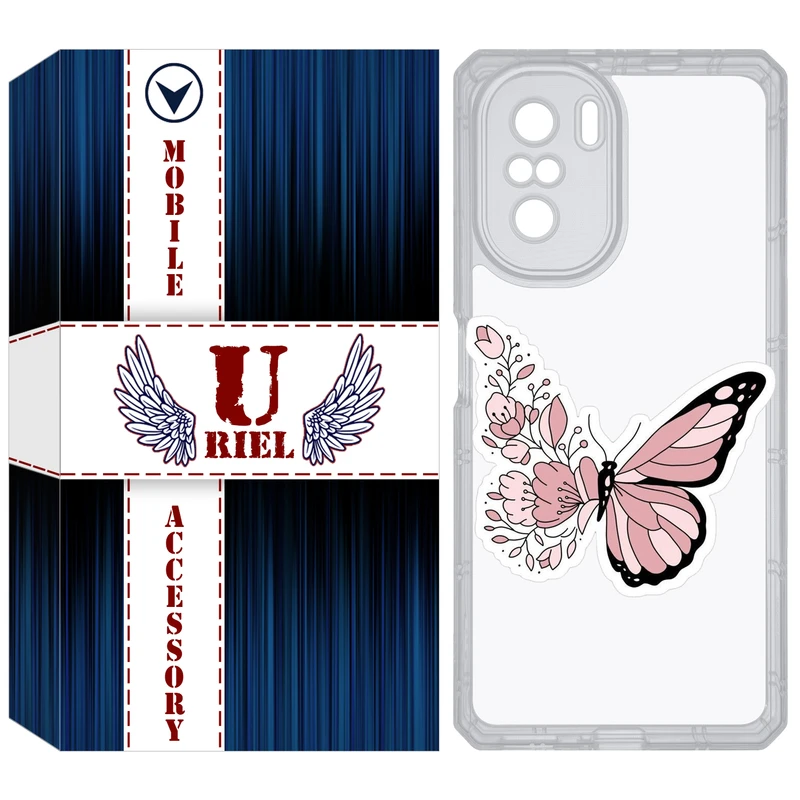 کاور یوریل مدل Clear کد 98 طرح پروانه مناسب برای گوشی موبایل شیائومی Poco F3 / Redmi K40 / Mi 11i