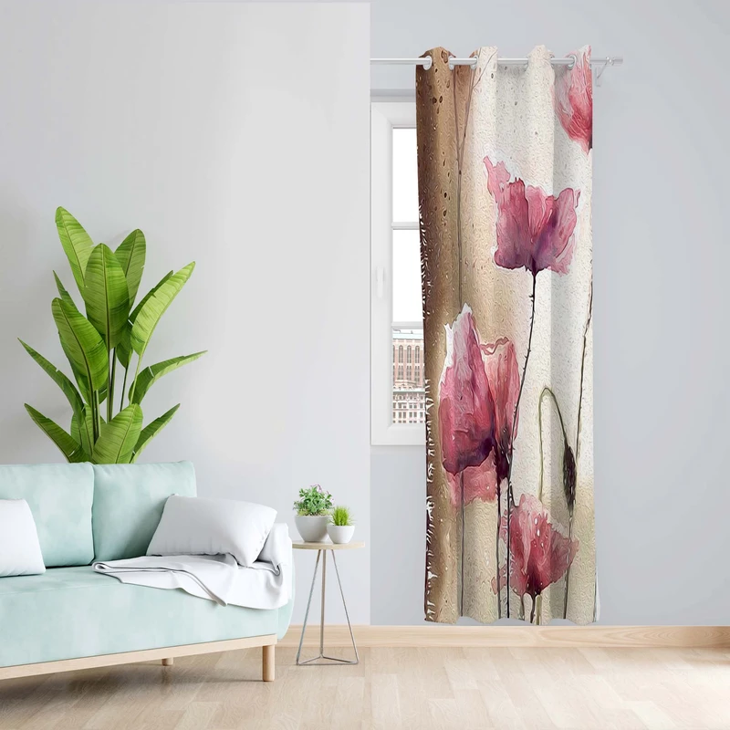 پرده طرح گل مدل مخمل پانچی کد 5322L z سایز 140x200 سانتی متر