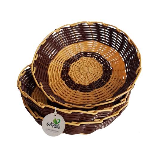 سبد حصیر بافی پریجان مدل P-002 بسته 3 عددی
