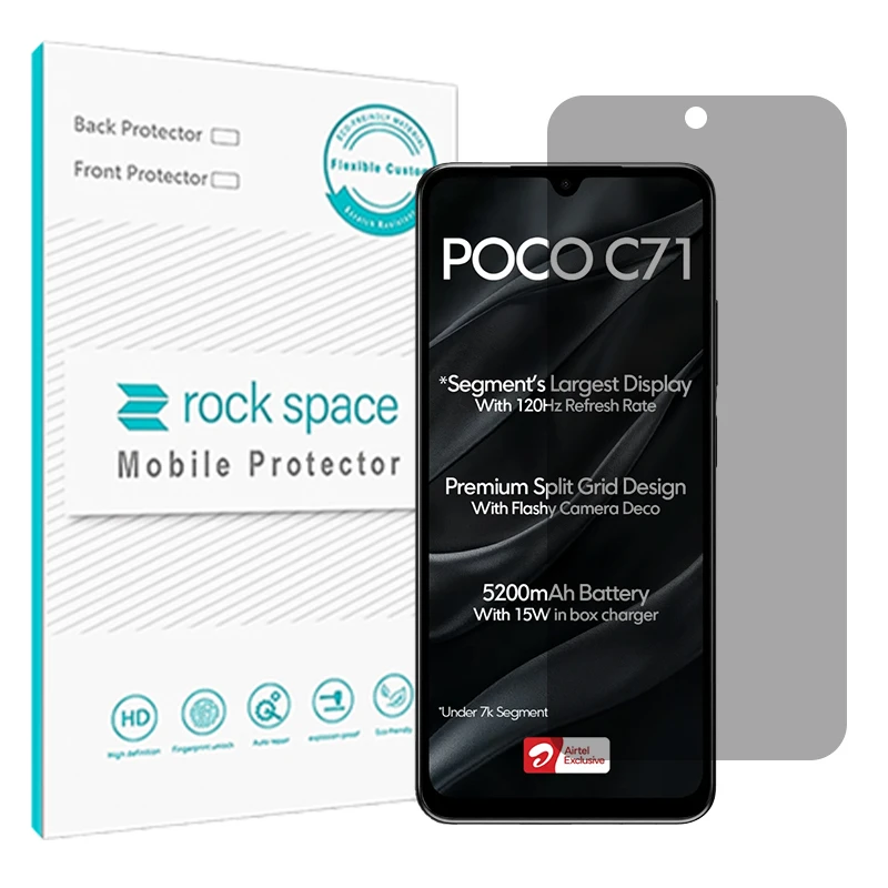 محافظ صفحه نمایش حریم شخصی راک اسپیس مدل Resistant مناسب برای گوشی موبایل شیائومی Poco C71  