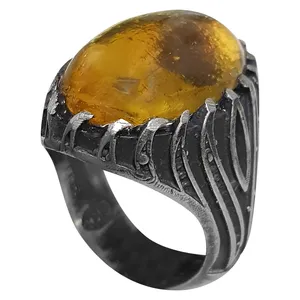 انگشتر نقره مردانه مدل لعل سنتاتیک آبدار  LSA2217