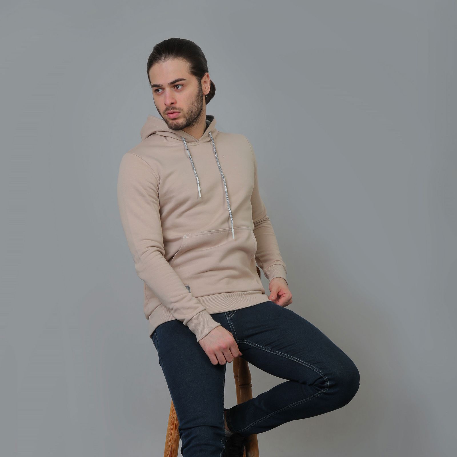 هودی مردانه باینت کد 606-17 رنگ کرم -  - 2