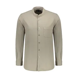 پیراهن آستین بلند مردانه پاتن جامه مدل 102221010138827 کتان رنگ کرم