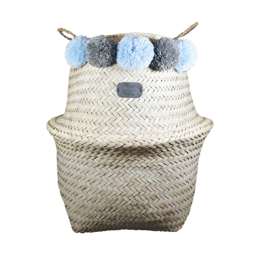 سبد اسباب بازی حصیری شادین وود مدل pompom کد g-b