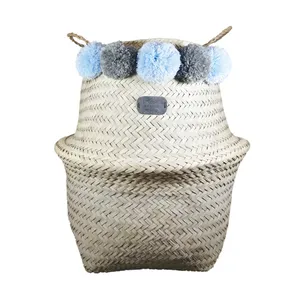 سبد اسباب بازی حصیری شادین وود مدل pompom کد g-b