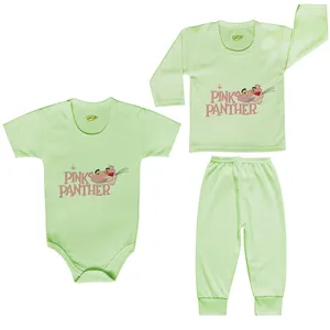 ست 3 تکه لباس نوزادی کارانس طرح پلنگ صورتی مدل PRSGST-4010