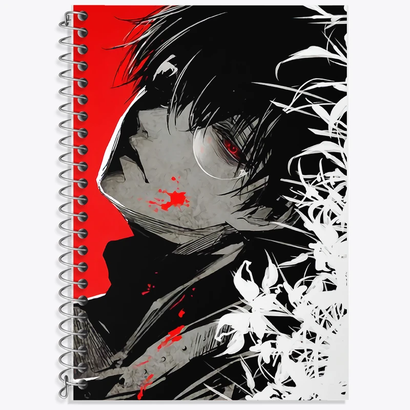 دفتر زبان 50 برگ خندالو مدل سه خط طرح انیمه توکیو غول (Tokyo Ghoul) کد F5584