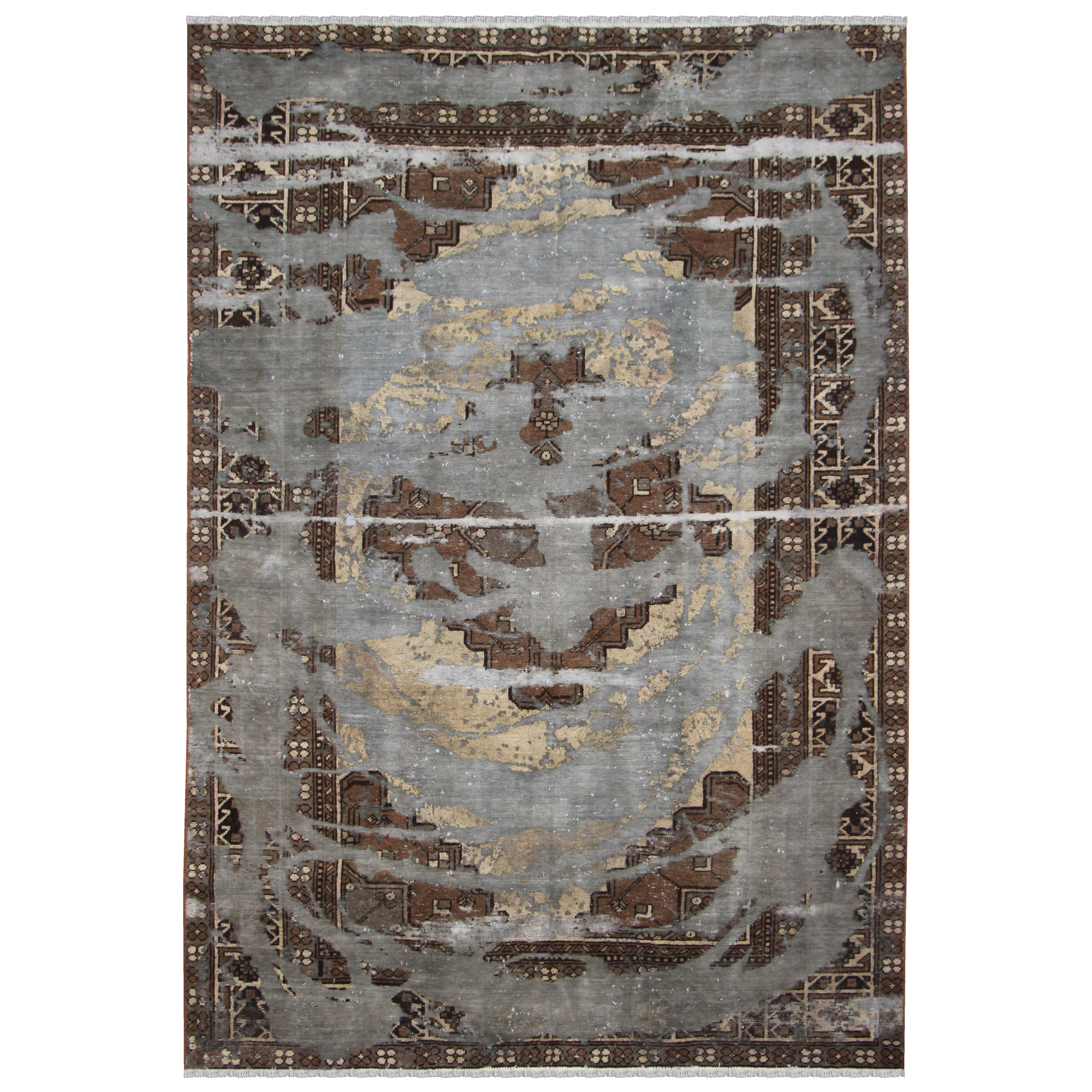 فرش دستبافت رنگ شده شش متری طرح وینتج کد 990488