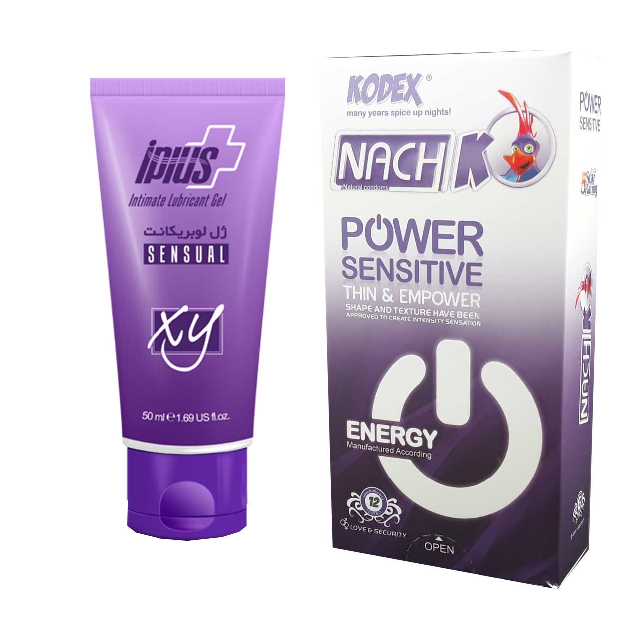 کاندوم کدکس مدل Power Sensitive بسته 12 عددی به همراه ژل آی پلاس مدل lubricant sensual حجم 50 میلی لیتر