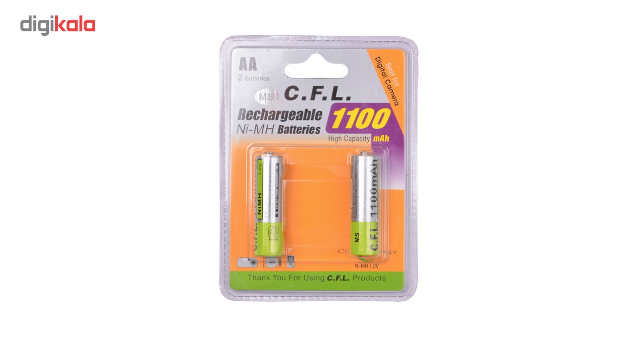 باتری قلمی قابل شارژ CFL مدل 1100mah AA بسته 2 عددی