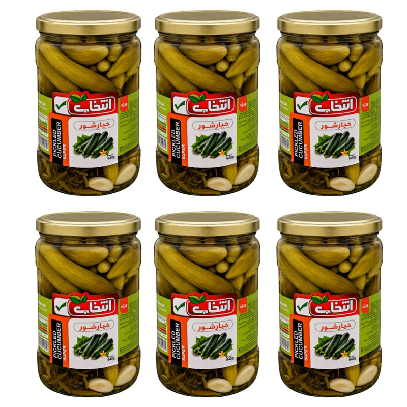 خیار شور ویژه انتخاب - 640 گرم بسته 6 عددی