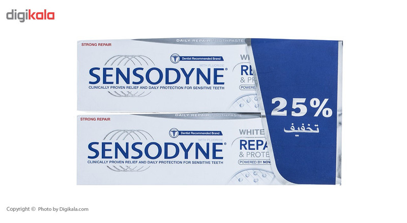 پک خمیر دندان سفید کننده سنسوداین مدل Repair And Protect حجم 75 میلی لیتر بسته 2 عددی