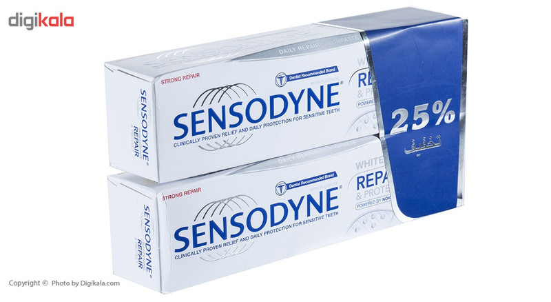 پک خمیر دندان سفید کننده سنسوداین مدل Repair And Protect حجم 75 میلی لیتر بسته 2 عددی