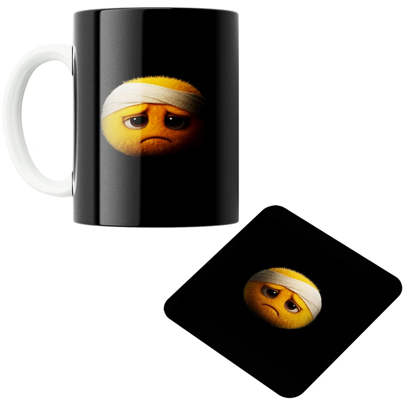 ماگ پاد آفرین مدل ایموجی کد 127 به همراه زیر لیوانی