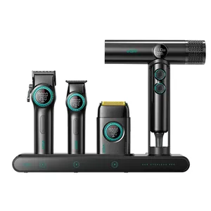 ست سشوار و ماشین اصلاح موی سر و صورت شارژی وی جی آر مدل Stepless pro مجموعه ۴ عددی