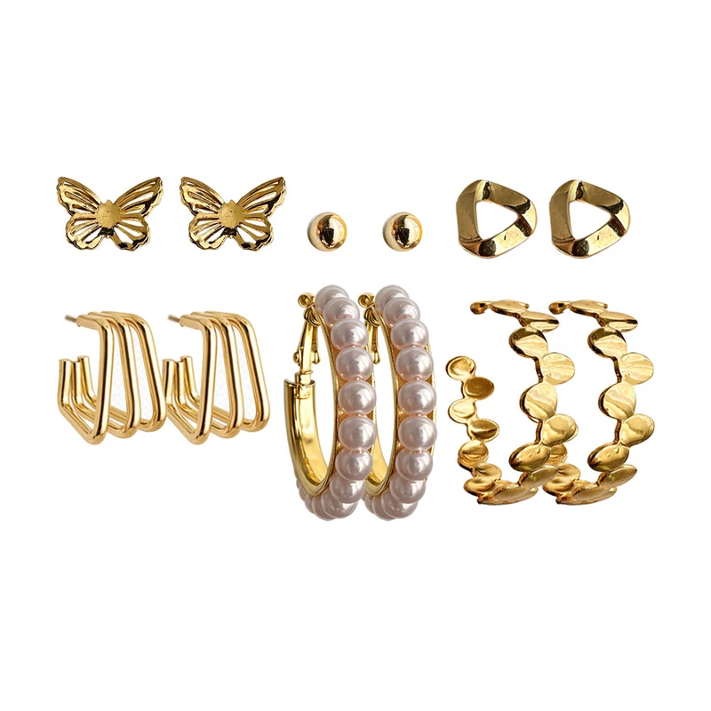 گوشواره میخی زنانه کد ER559 مجموعه 6 عددی