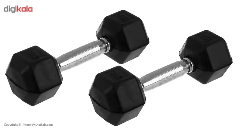 دمبل شش‌ ضلعی 5 کیلوگرمی بسته 2 عددی