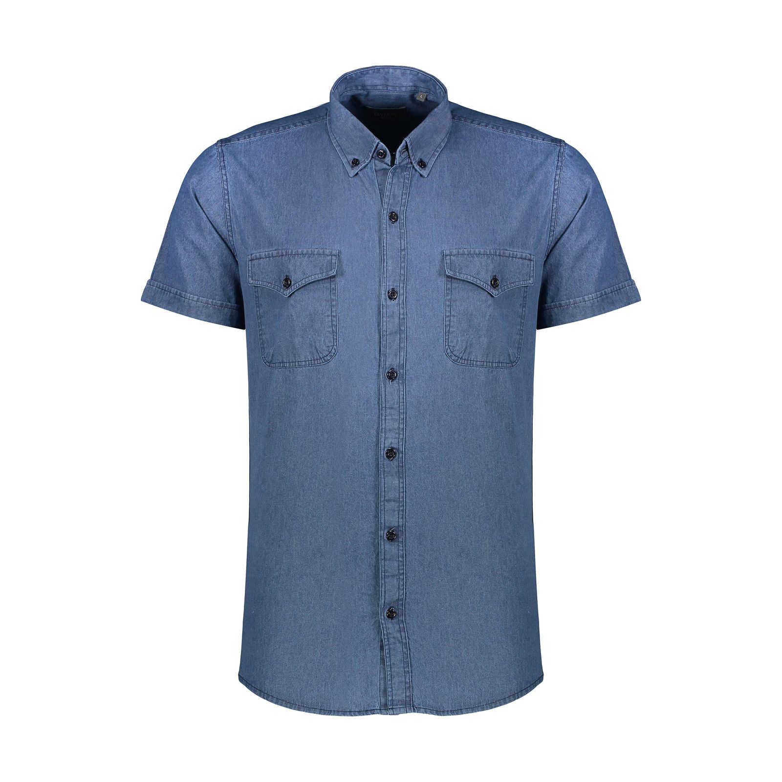 پیراهن آستین کوتاه مردانه دیورسو مدل جیبدار رنگ آبی