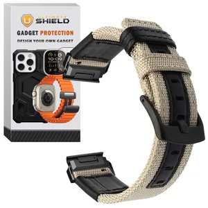 Ultimate Shield Military Nylon BK GRM20 Band Compatible with Garmin Fenix 8 43mm / Descent MK3 43mm / Descent MK3i 43mm / Instinct 2S (size 20mm) Smartwatch