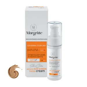 کرم ضد آفتاب رنگی مارگریت SPF 50 مدل01 محافظ UVA ،UVB، روشن کننده مناسب پوست های نرمال تا خشک حجم 50میلی لیتر