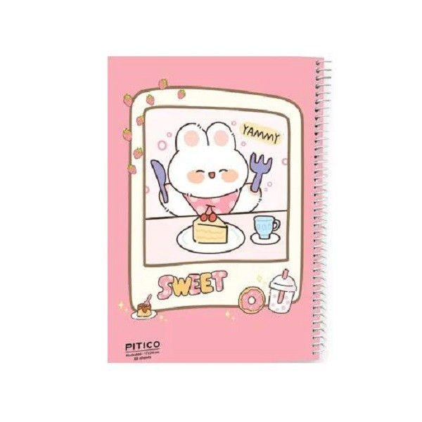 دفتر مشق 60 برگ پیتیکو مدل حاشیه دار طرح خرگوش تپل