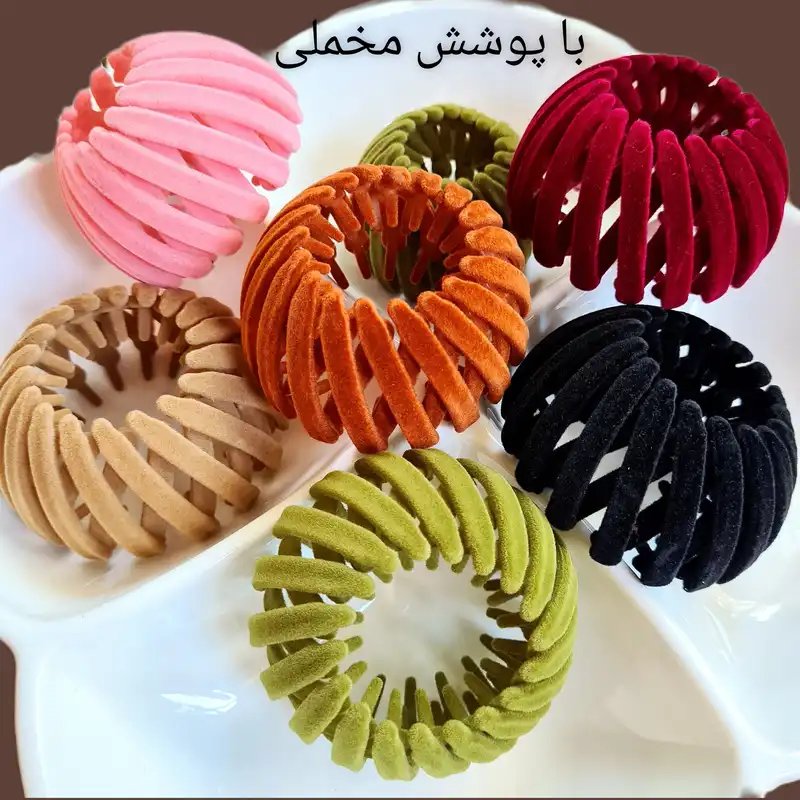 کلیپس مو زنانه مدل گوجه‌ای مخملی کد 1523 brg