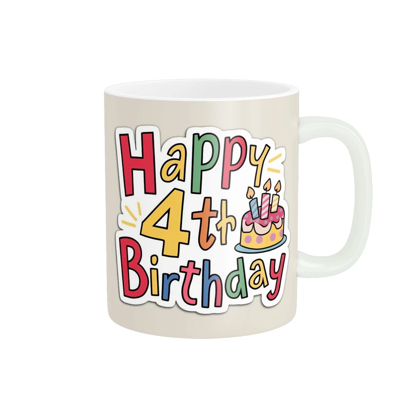 ماگ پادآفرین مدل تولدی طرح تولدت مبارک عدد 4 کد p9289