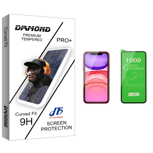 محافظ صفحه نمایش سرامیکی جی اف مدل Diamond glass مناسب برای گوشی موبایل اپل iPhone 11