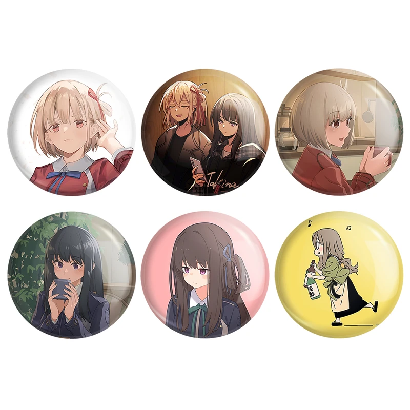 مگنت خندالو طرح انیمه لیکوریس ریکویل Lycoris Recoil کد 1417A مجموعه 6 عددی