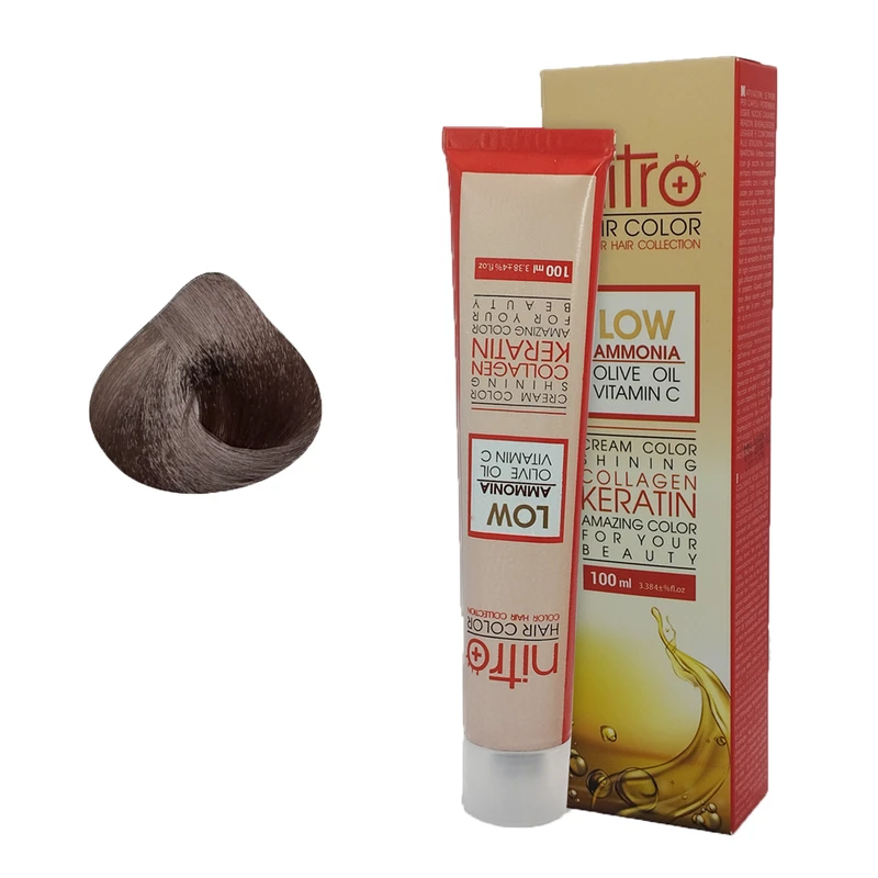 رنگ مو نیترو پلاس شماره 6.1 حجم 100 میلی‌لیتر رنگ بلوند خاکستری تیره