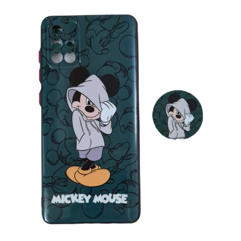 کاور طرح میکی موس کد 784 مناسب برای گوشی موبایل سامسونگ Galaxy A71 به همراه پاپ سوکت
