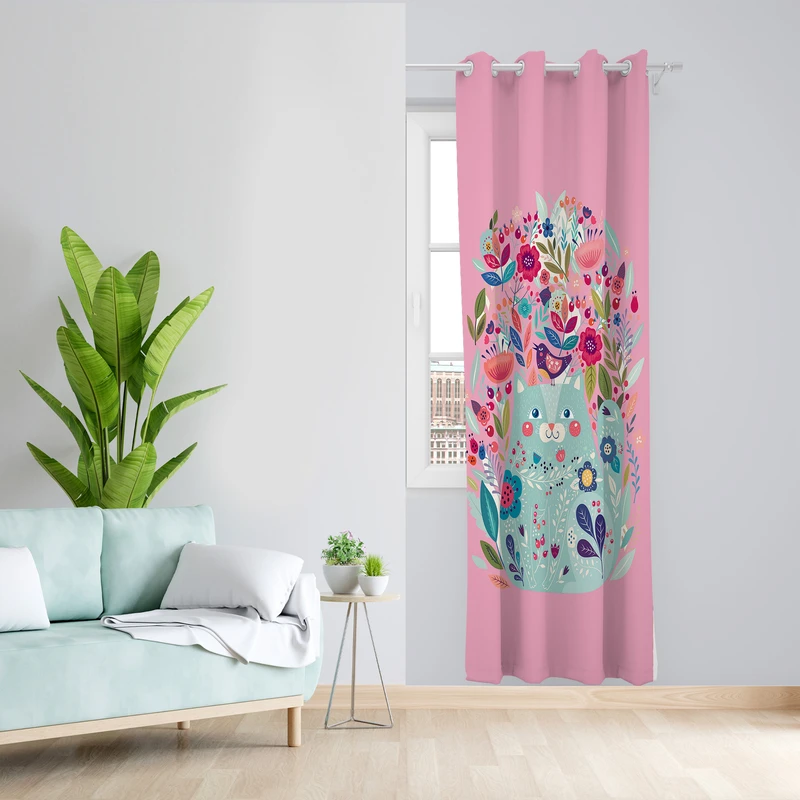 پرده طرح کودک مدل مخمل پانچی کد L 408 Z سایز 140x200 سانتی متر