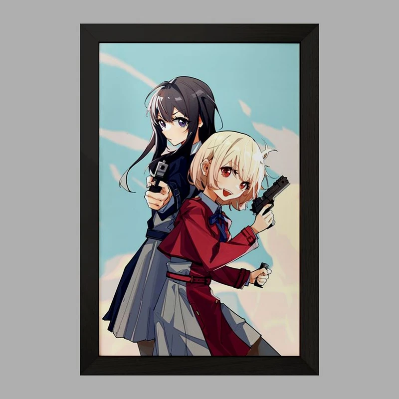 تابلو خندالو مدل چیساتو و تاکینا انیمه لیکوریس ریکویل Lycoris Recoil  کد 22976