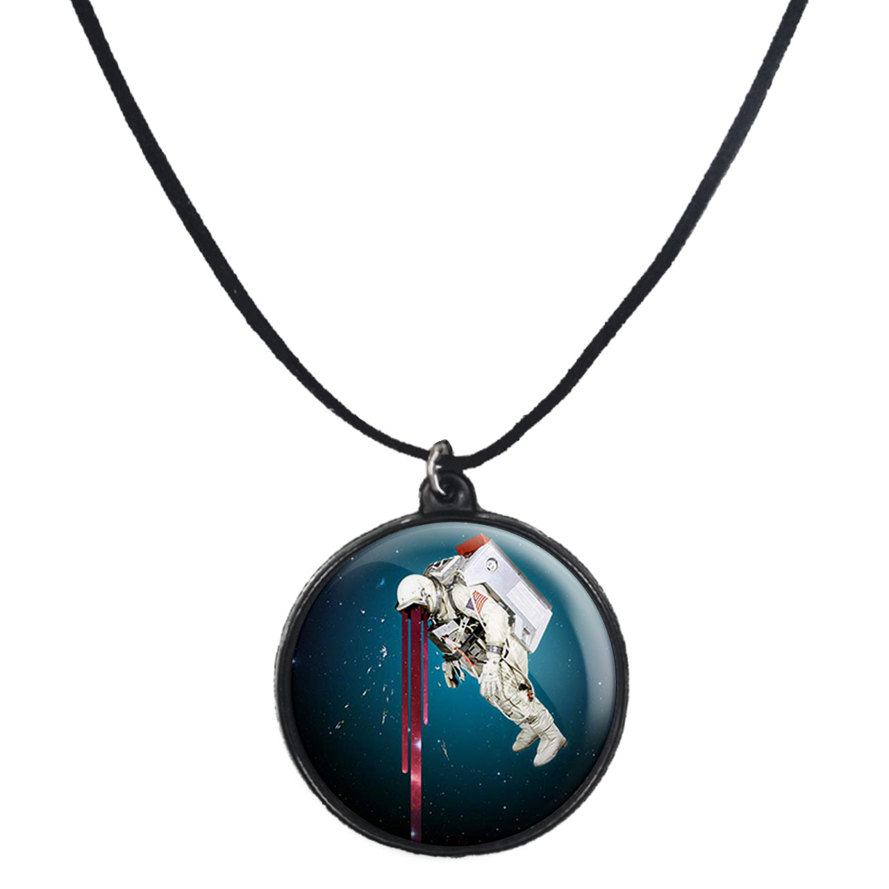 گردنبند پرمانه طرح فضانورد کد pmb.10470 مدل دو طرفه