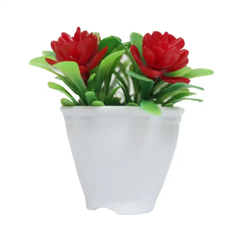 گلدان به همراه گل مصنوعی مدل مینیاتوری مجموعه 4 عددی