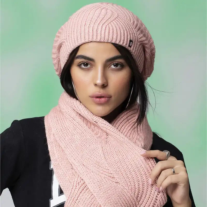 ست کلاه و شال گردن بافتنی سام مدل 414