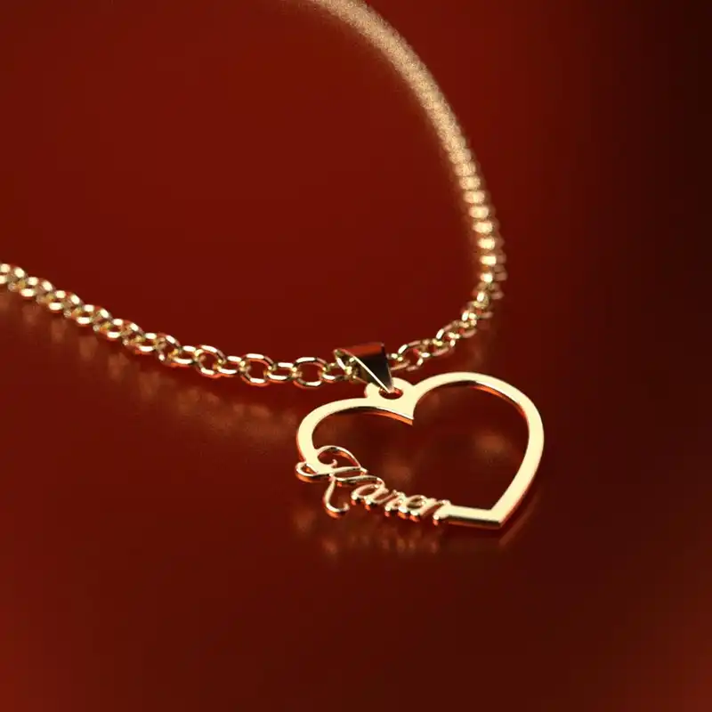 گردنبند طلا 18 عیار زنانه مدوپد مدل اسم کارن karen کد GBB11233 به همراه باکس گل رز جاویدان