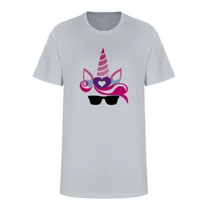 تی شرت آستین کوتاه زنانه مدل تک شاخ  کد L278 رنگ طوسی