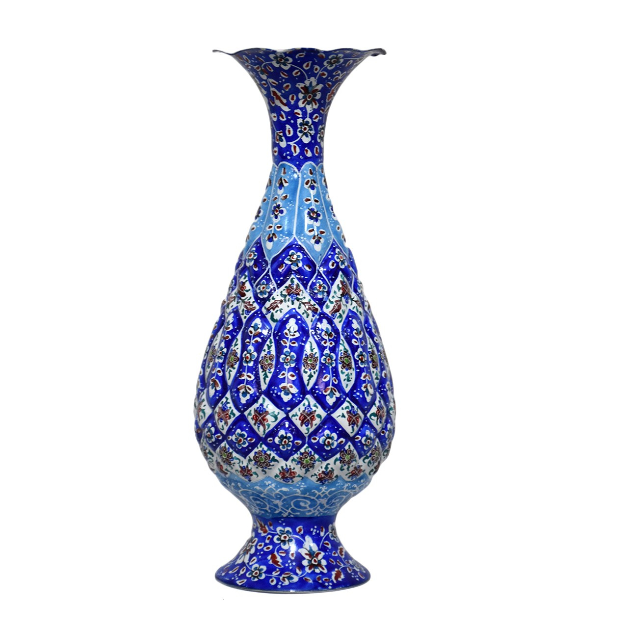 گلدان مسی میناکاری شده سی دا طرح اسلیمی کد MI03010