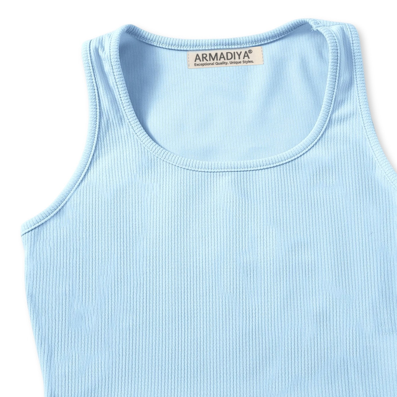 ست کراپ تاپ و شلوارک زنانه آرمادیا مدل کبریتی یقه اسکوپی کد BL16