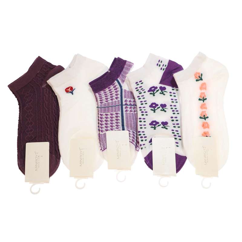 جوراب دخترانه مدل فانتزی کد 01035 بسته 5 عددی