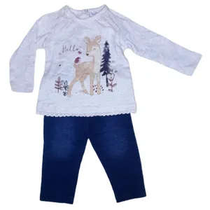 ست تی شرت و شلوار نوزادی دخترانه توپومینی مدل آهو