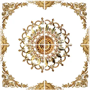 تایل سقفی طرح اسلیمی  کد ST 6107-4 سایز 60x60 سانتی متر مجموعه 4 عددی