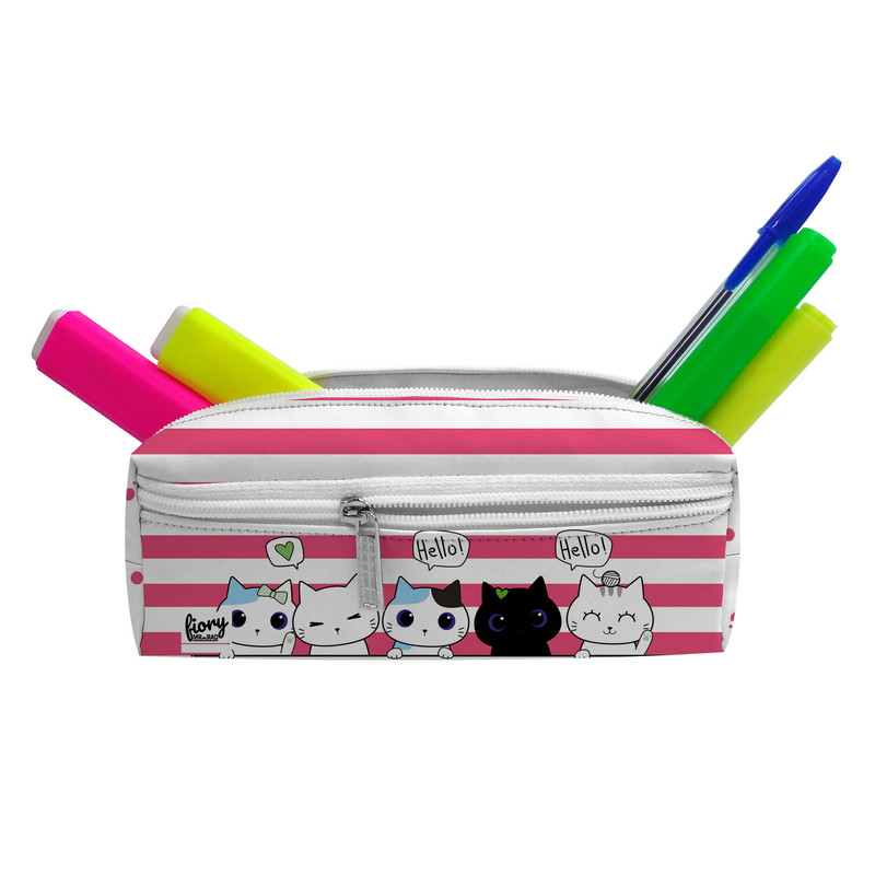 جامدادی مستر راد مدل سه زیپ طرح گربه های ملوس کد fiory 2487