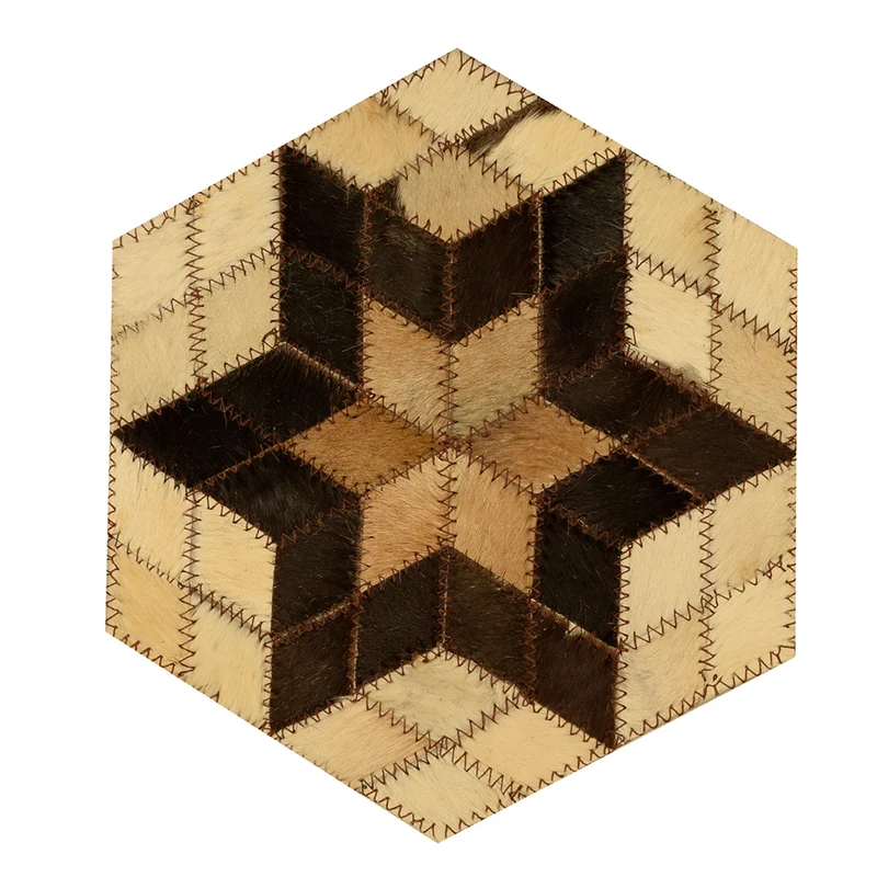 رومیزی کلاژ چرم و پوست مدل شش ضلعی کد 009