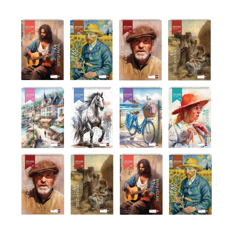 دفتر طراحی 50 برگ اسپادانا مدل عمودی کد 592 مجموعه 12 عددی