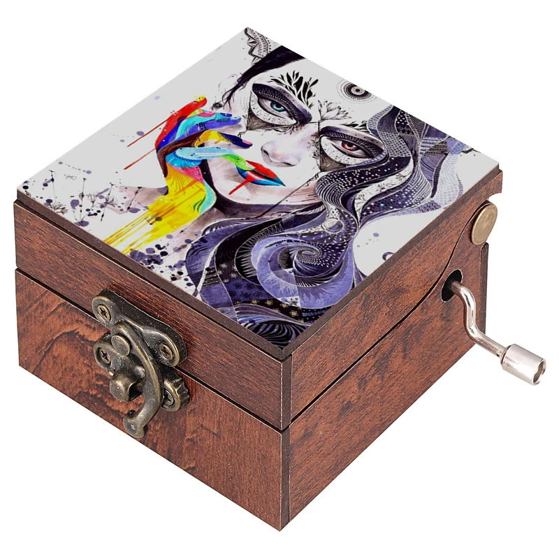 جعبه موزیکال مدل هندلی طرح دختر انتزاعی کد 1081