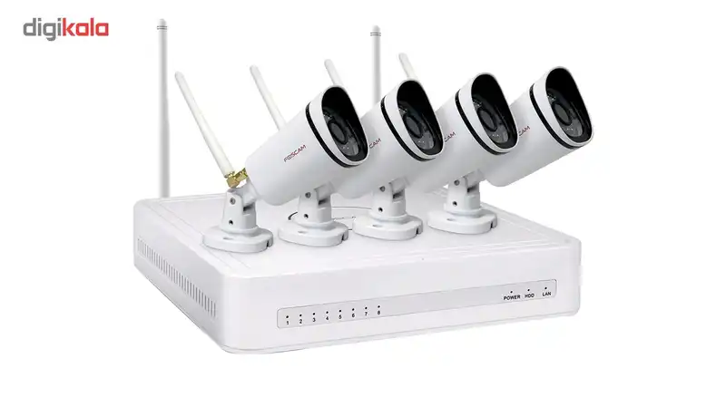 مجموعه ضبط کننده ویدئویی تحت شبکه به همراه دوربین های تحت شبکه فوسکم مدل FN3104W-B4 بدون هارددیسک