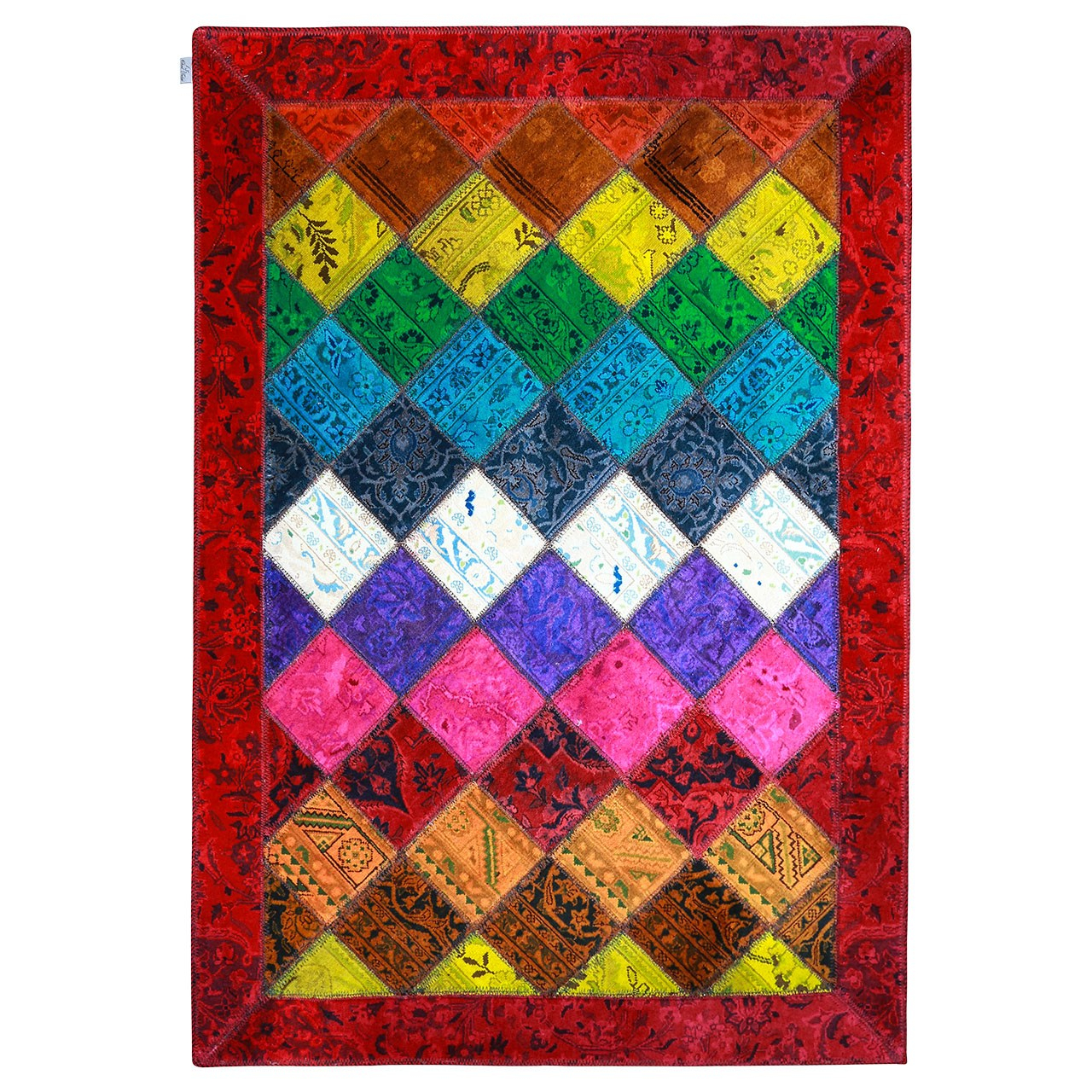 کلاژ فرش  سه متری سبحه طرح چهل تکه پچ ورک کد FDC-4023