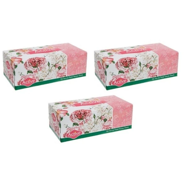 دستمال کاغذی 150 برگ اکتیو مدل A3M9007 بسته سه عددی